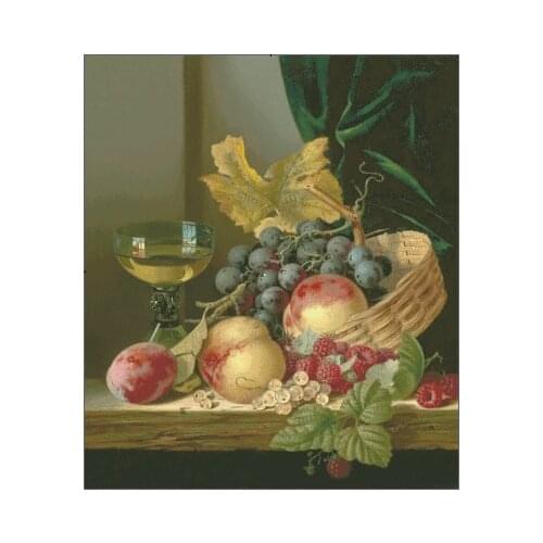 Still life Fruit Wine Glass Cross Stitch Kits Needlework 14CT Unprinted Embroidery Top Quality Counted DIY Handmade Decoration