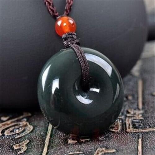 Jade Pendant Natural Hetian Jade Peace Buckle Jade Necklace Pendant Jewelry Fine Jewelry Safety Lucky Auspicious Amulet Pendant