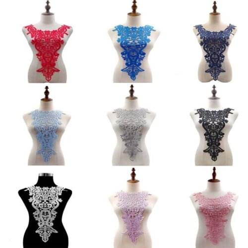 9colors NEW Flower Neckline Collar Lace Applique Fabric for Fabric wedding Dress craft Accessory cloth Sewing On Home Textiles