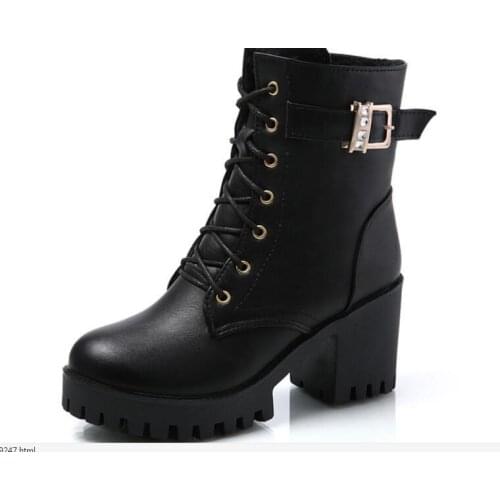 New Spring Autumn Heels Genuine Leather Boots Women Stretch Thick heel Heel Round head Ankle Boots Shoes Woman Shoes