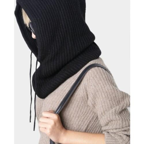 Solid Love brand scarf Collar Head Thickening Set In Autumn and Winter and Warm Pure Wool Knitted Ring Scarf Hat Dual-purpose