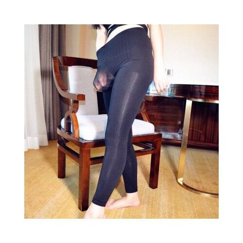 Autumn and Winter Mens Autumn Pants Velvet Stockings Pantyhose Sexy Sleeves Nine Points Mens Socks Slim Mens Warm Stockings