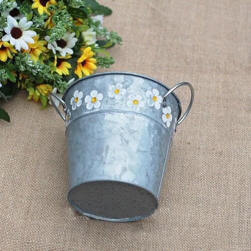 Living Room Planting Holder Portable With Handle Vintage Hanging Craft Display Wedding Home Decor Pot Flower Iron Bucket St N8K1