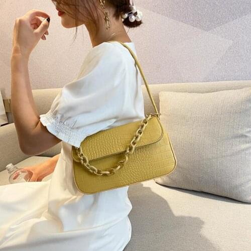 2021 New Vintage Crocodile Pattern Tote Bag Casual Baguette Handbag Shoulder Chain Armpit Bag For Women Gift Girl 24*13*7cm