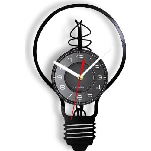 Edison Light Bulb Design Vinyl Record Wall Clock Living Room Industrial Decor Modern Minimalist Silent Quartz Clock Wall Watch