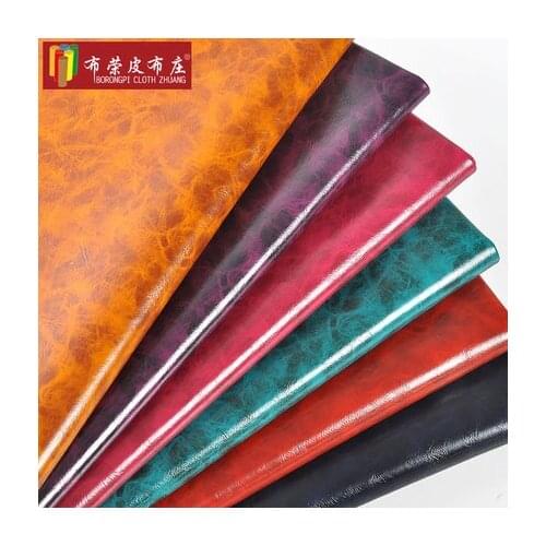 Retro Oil wax leather PU artificial leather sofa simulation leather handmade diy soft fabric hard pack color oil skin 1M
