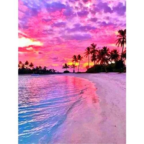 Landscape Seaside DIY 11CT Embroidery Cross Stitch Kits Craft Needlework Set Printed Canvas Cotton Thread Home Sell