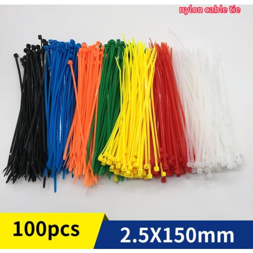 Xingo 150mm Self-locking Nylon Cable Ties 100pcs color Plastic Zip Tie 18 lbs UL RoHS SGS Approved Loop Wrap BundleTies