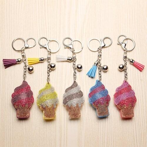 Handmade jewelry Keychain Crystal Stone Chain Tassels Beads Strand Pendant Charm Key Chains Bohemian Summer Accessories