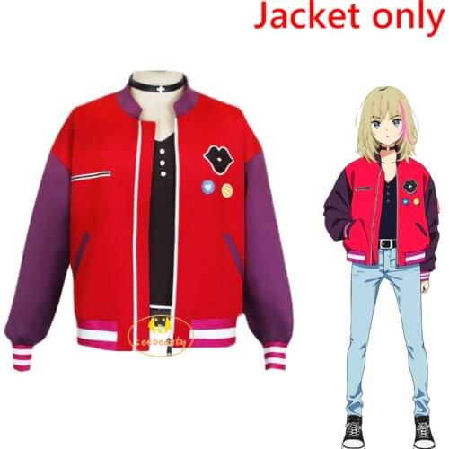 Anime Wonder Egg Priority Rika Kawai Cosplay Jacket Women Costume School Girl Uniform Red Jacket Carnival Role Play Coat