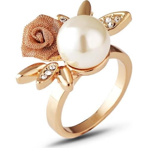 Statement Charms Crystal Rhinestone Flower Shaped Simulated Pear Chunky Rings for Women Girls Fashion Finger Rings