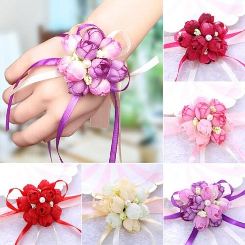 1 pcs/ flower mixed color brooch flower bracelet bridesmaid silk bracelet accessories wedding accessories
