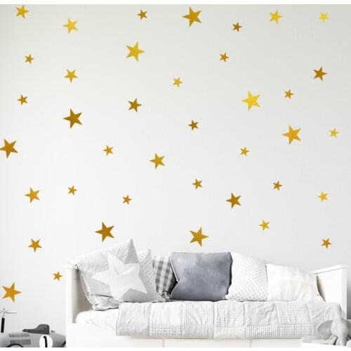 1pc Solid Color Star Wall Sticker Self-Adhesive Moisture-Proof Decorations PVC Stars Baby Kids Room Decals Household Supplies