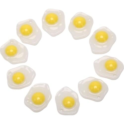 10Pcs/Set Resin Fried Egg Food Charms Pendants Jewelry Findings DIY Craft Making