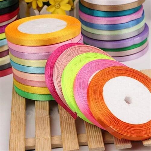 10pcs/Lot 25Yards 6MM Lace Length Ribbons High Quality Decorative Satin Ribbon Width for DIY Sew Craft Wedding Party Decoration