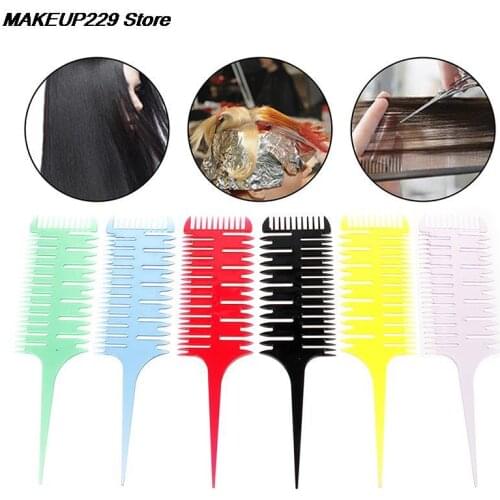 1X Hair Dyeing Comb 3-Way Sectioning Highlight Comb Professional Weave Weaving Comb Hair Dye Styling Tool For Salon Use