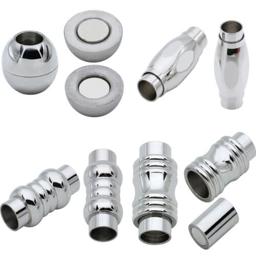 2Pcs/lot Round Stainless Steel Magnetic Clasps Fit 6mm Lether Cord Bracelet Connectors Hook Clasps Diy Jewelry Findings