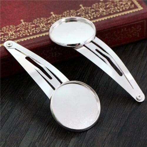 20mm 10pcs High Quality Bright Silver Plated Copper Material Hairpin Hair Clips Hairpin Base Setting Cabochon Cameo J5-29