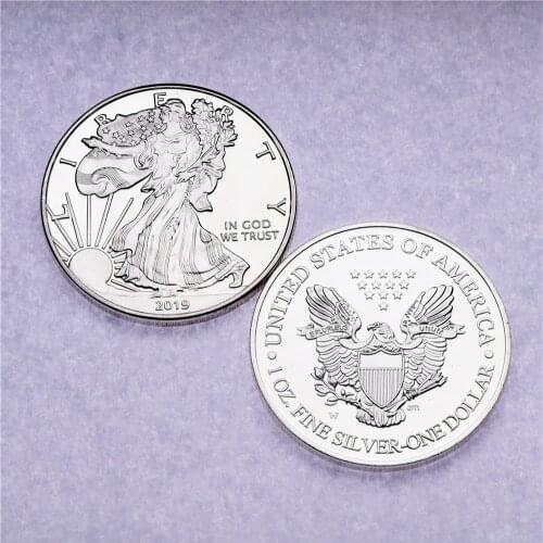 2019 1 OZ American Eagle Statue of Liberty Silver Coin Silvering Brass Core Not Magnetic Collection Crafts