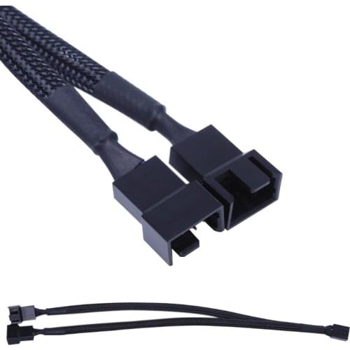 26.5cm 1 To 2 Way Y-Splitter Sleeved 4-Pin PWM Connector Fan Extension Adapter Cable