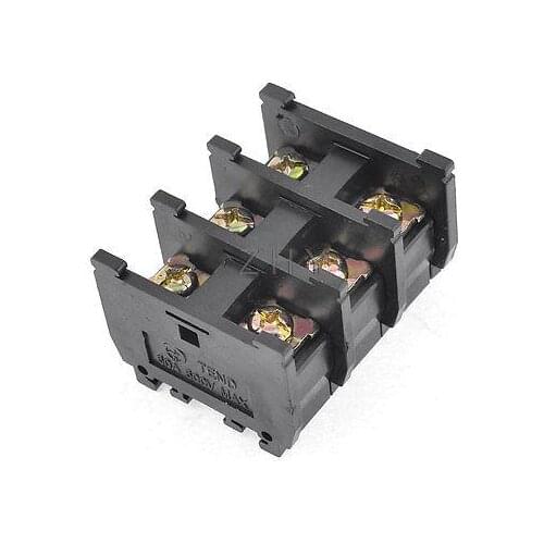 600V 60A Double Rows 3P 3 Positions Covered Barrier Screw Terminal Block