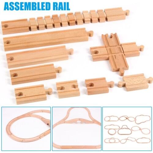 Wooden Train Track Accessories Railway Compatible with Wood Trains Wood Tracks Railway Toys for Kids YH-17