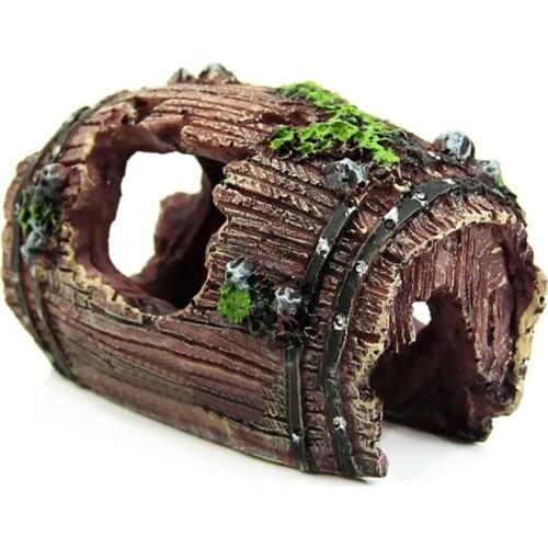Aquarium Fish Tank Decor Broken Barrel Ornament Cave Landscaping Decoration