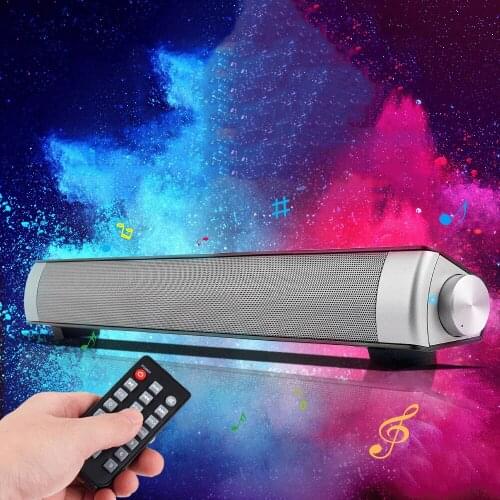 Wireless Bluetooth Soundbar Remote Control Home Deskptop Small Bluetooth Speaker Stereo HiFi Bass Mic Loudspeaker Subwoofer AUX