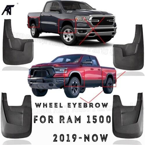4PCS/set Black for: Dodge Ram 1500 2019-now wheel eyebrow mud flaps Splash Guards Mud Flaps
