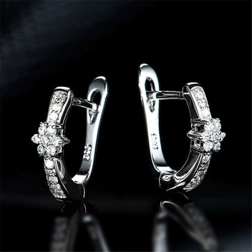 DY 925 Sterling Silver Earring With Cubic Zirconia Classic Elegant Dignified Authentic Round Buckle Hoop Earring Trendy Jewelry