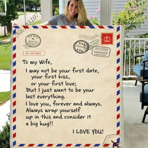 Express Love TO My Wife Funny Character Blanket 3D Print Sherpa Blanket on Bed Home Textiles Blanket Best Gift 04