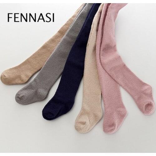FENNASI Baby Winter Warm Thick Elastic Waist Tights Cotton Kids Solid Soft Pantyhose Coral Cashmere Comfortable Kawaii Stocking