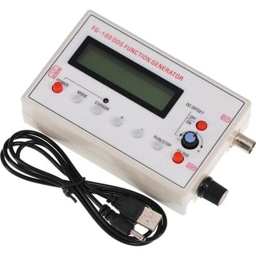 DDS Signal Generator FG-100 LCD Display Sine Frequency 1HZ-500KHz Counter Function Signal Source Generator Meter