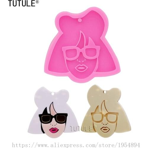 Beauty head silicone mold,Shiny Glossy Keychain Mold, belle Epoxy Resin Craft Mold,Polymer Clay earring keychain Necklace mould