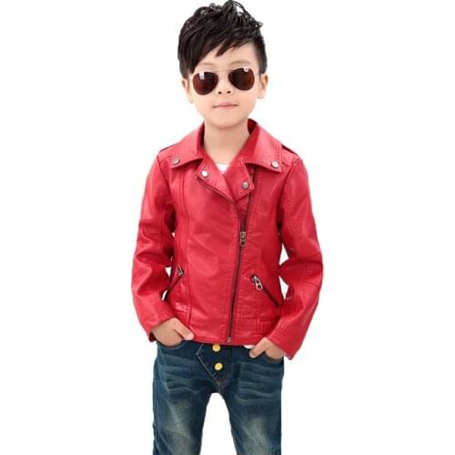 Fashion Childrens For Boys And Girls Pu Leather Jacket Motorcycle PU Leather Jacket Big Boy Cool Outerwear Coats 2-11T