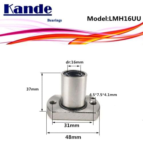 LMH16 UU 1pcs/lot LMH16UU Round Flange Linear Ball Bearing 16mm LMH16 For 3D printer SMH16UU Kande Bearings