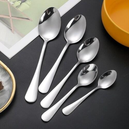 1PC Stainless Steel Coffee Mixing Spoons Dessert Ice Cream Tea Sharp Scoop Tableware Flatware Restaurant Kitchen Accessories
