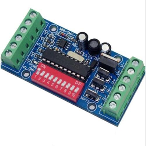 Best price Free shipping 1pcs/lot DC5V-24V MINI-DMX-3CH decoder for led RGB controller led strip lights tape DMX 512 console
