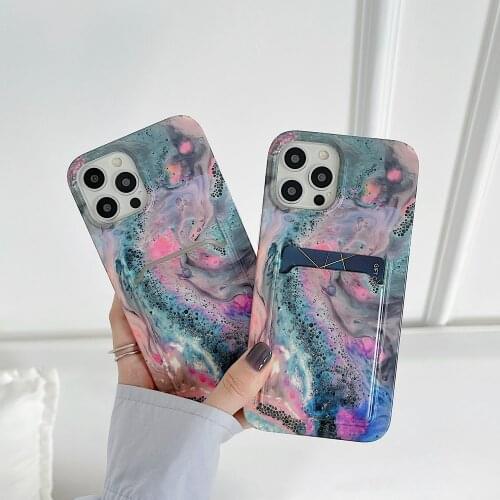 Tobebest Marble Card Holder Phone Cases for iPhone 12 Pro Max 11 Pro Max X XS XR 7 8 Plus SE2020 Soft IMD Cover