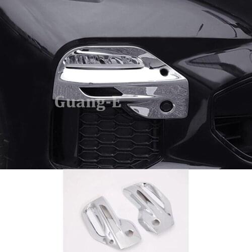 Car body front fog light lamp detector frame sticker styling ABS Chrome trim parts 2pcs For BMW X5 xDrive G05 2019 2020
