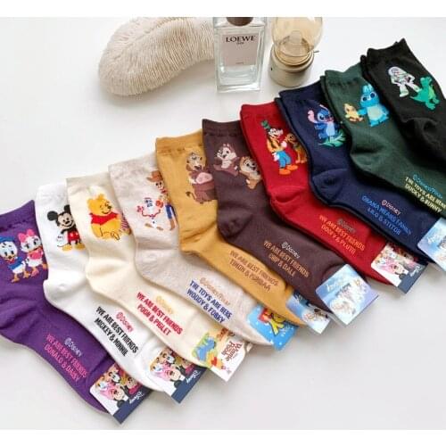 Disney socks cartoon anime figure Donald Duck Mickey minnie mouse Stitch tube socks casual xxx boys and girls socks Ladies socks
