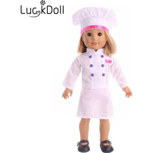 Doll Clothes Fashion New Doll Clothes Chef Set + Hat Suitable For 18 Inch American&43Cm Baby New Born Doll Our Generation