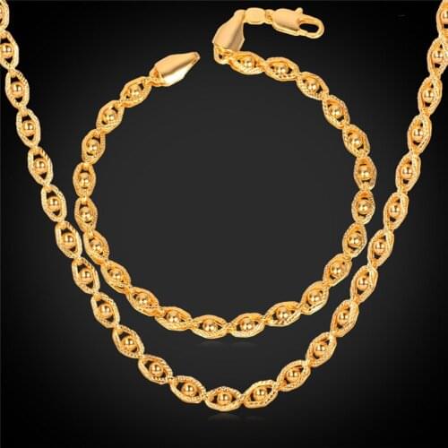 Kpop Necklace Bracelet Jewelry Sets Men / Women New Trendy Gold/Silver Color Simple Style Chain Necklace Bracelet NH139