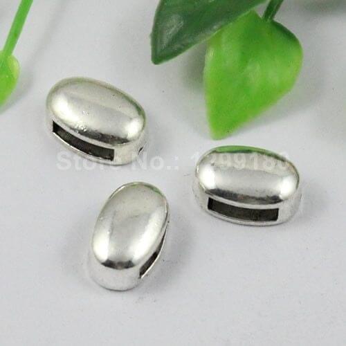 50pcs/lot Silver Tone Slider Flat ovat,for Bracelet Necklace Cord Beads watch Chain Beads DIY Accessory 14x9mm fit:9x3mm K01222