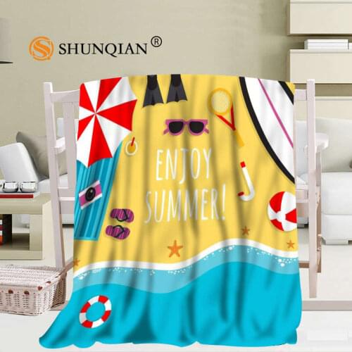 Custom Beach and Slippers Blanket Soft DIY Picture Decoration Bedroom Size 56x80Inch,50X60Inch,40X50Inch A7.10