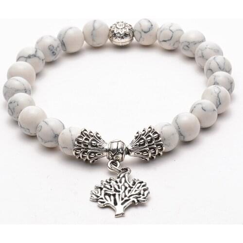 Simple fashion style Natural matte onxy tree of life stone beaded charms unisex dainty bracelets wedding birthday gift