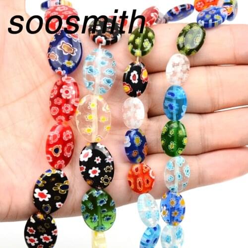 Multicolor Flower Pattern Cube Glass Beads Lampwork Natural Stone Bead For Jewelry Making Handmade Bracelet Necklace Accessories