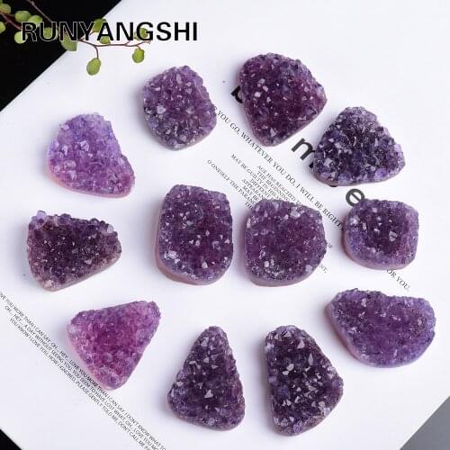Runyangshi 1pc 40-50mm Purple Quartz Crystal Block Large Brazilian Amethyst Cluster Unique Multiple Functions Home Decoration