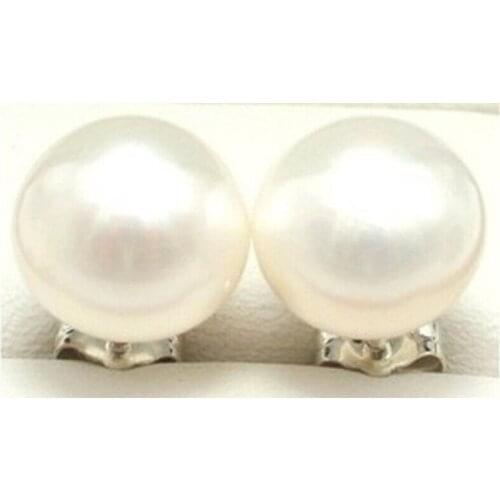 HOT Perfect 14-15mm WHITE South Sea Pearl 14K Gold Earring + gift box
