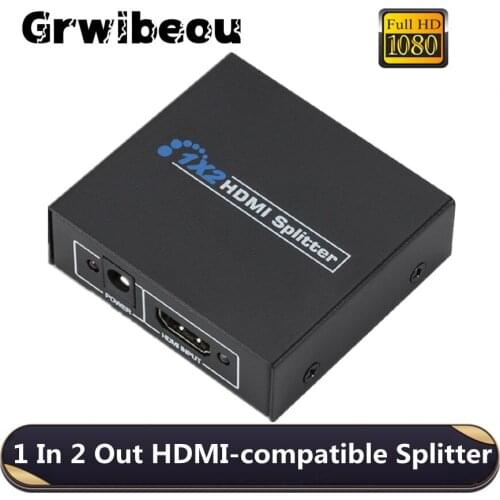 Grwibeou 1 in 2 Out HDMI-compatible Splitter Full HD 1080p Video HDMI-compatible Switch Switcher 1X2 Split For HDTV DVD PS3
